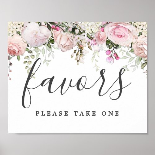 DIY Rustic Pink White Floral Wedding Favor Sign