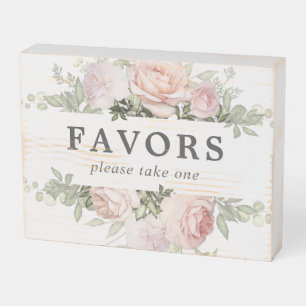 DIY Rustic Pink White Floral Wedding Favor Wooden Box Sign