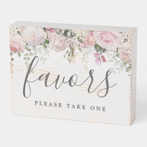 DIY Rustic Pink White Floral Wedding Favor Wooden Box Sign