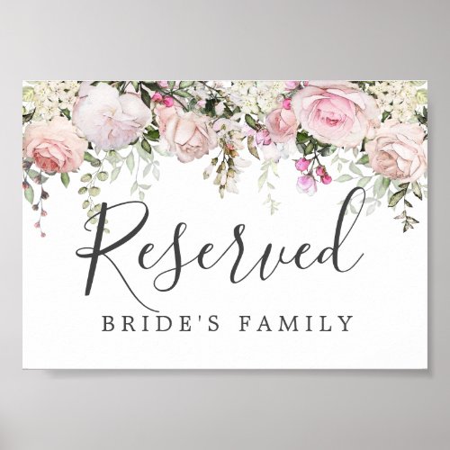 DIY Rustic Pink White Floral Wedding Reserved Sign