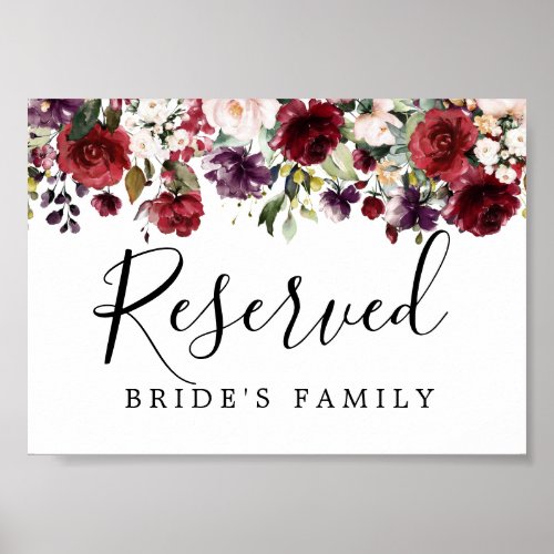 DIY Rustic Red Floral Wedding Reserved Sign