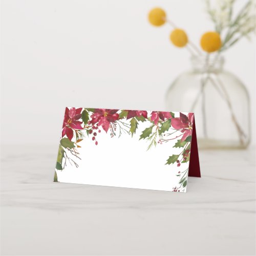 DIY Scarlet Red Poinsettia Floral Wedding Place Card