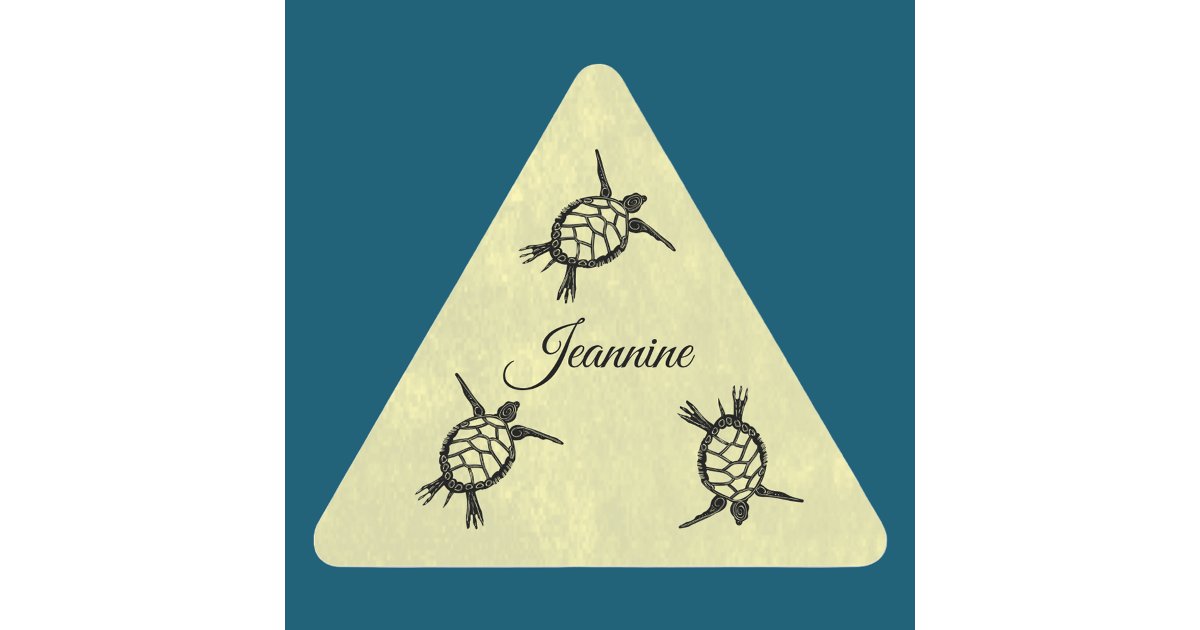 DIY Sea Turtles on Yellow Triangle Sticker | Zazzle