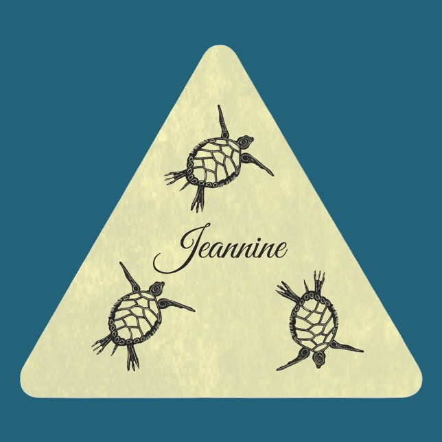 DIY Sea Turtles on Yellow Triangle Sticker (Creator Uploaded)
