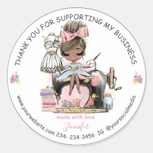 DIY Sewing Thank You Fashion Designe Classic Round Classic Round Sticker
