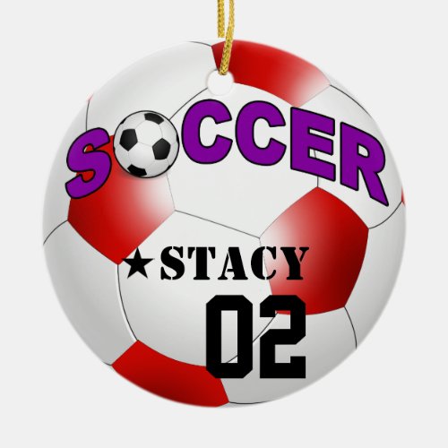 DIY Soccer Ball CHOOSE YOUR BACKGROUND COLOR Ceramic Ornament