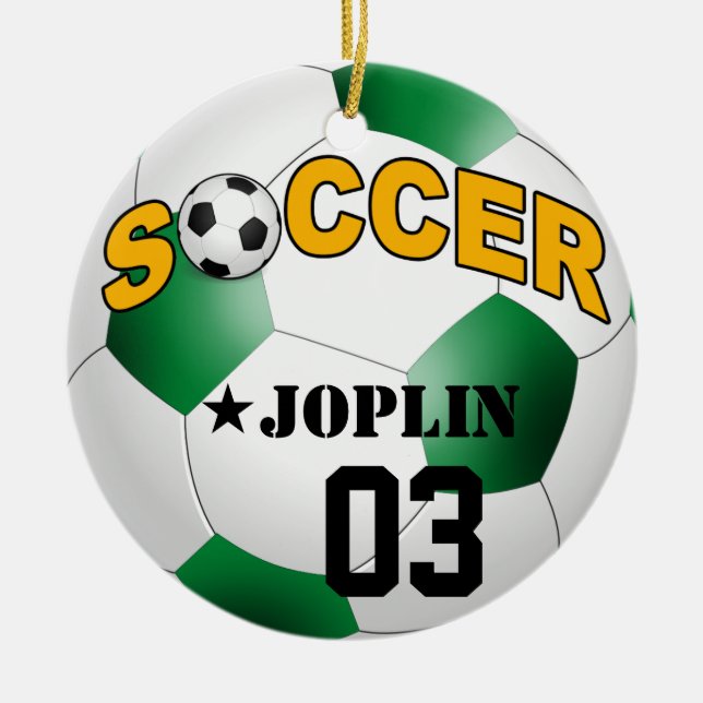 DIY Soccer Ball CHOOSE YOUR BACKGROUND COLOR Ceramic Ornament (Front)