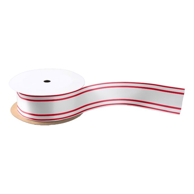 DIY Stripe & Background Color - Red White Satin Ribbon (Spool)