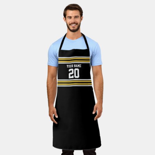 DIY Team Jersey Stripes Black White Gold Apron