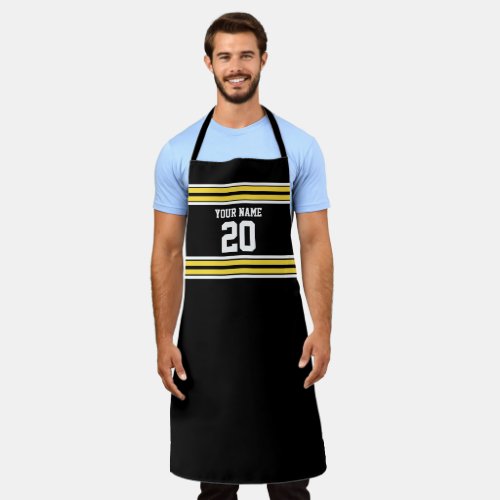 DIY Team Jersey Stripes Black White Yellow Apron