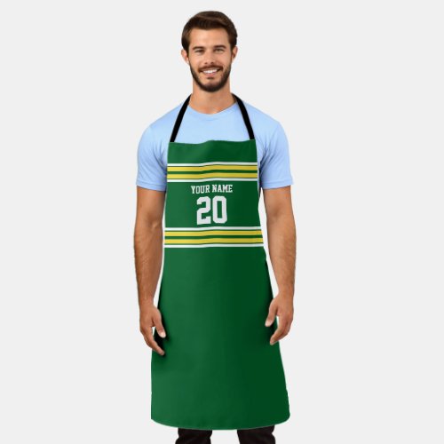 DIY Team Jersey Stripes Green White Yellow Apron