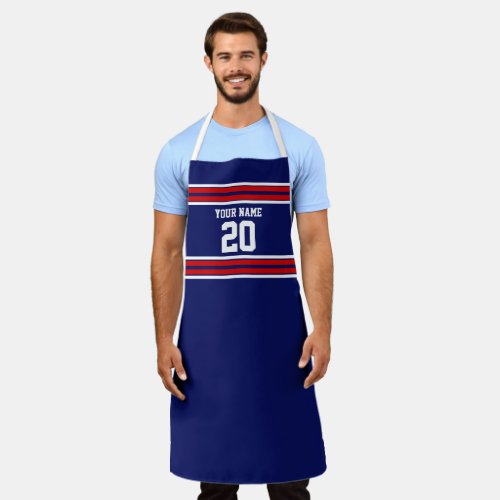 DIY Team Jersey Stripes Navy White Red Apron