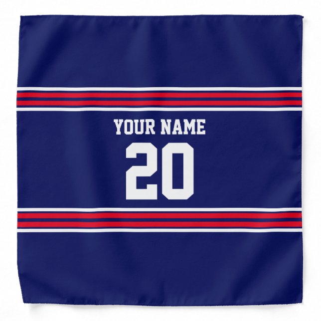 DIY Team Jersey Stripes Red White Navy Bandana (Front)