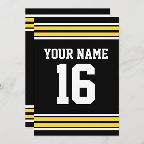 DIY Team Jersey Stripes Yellow White Black Invitation