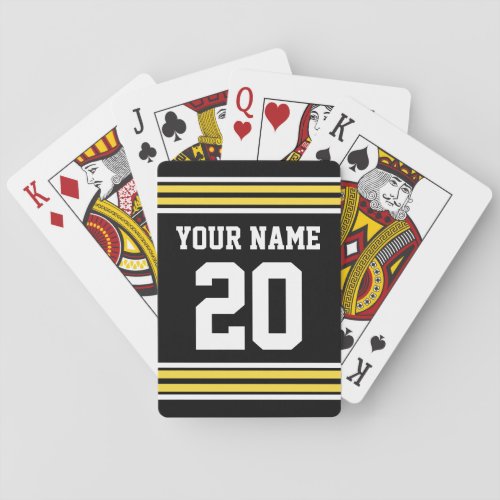 DIY Team Jersey Stripes Yellow White Black Poker Cards