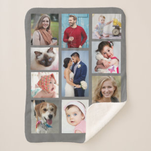 DIY Ten Family Photos, Family Name, Grey Sherpa Blanket