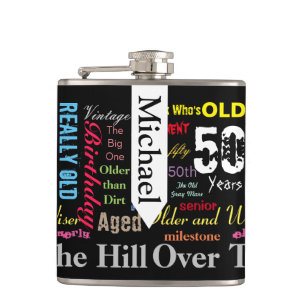 DIY Text 50th Happy Birthday Milestone Flask