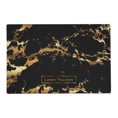 Diy Text Black And Gold Marble Design Placemat