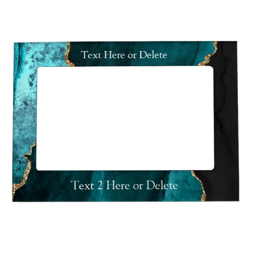 DIY Text Black Gold  Teal Agate Magnetic Frame