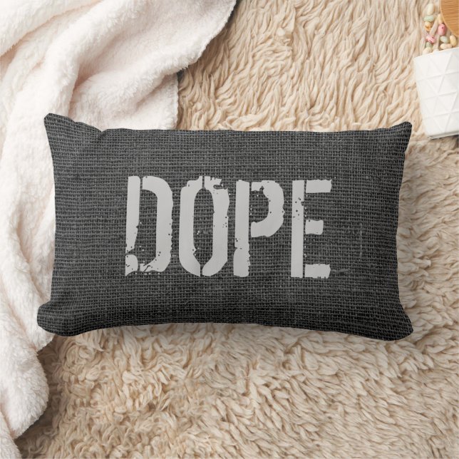 DIY Text - Dark Gray Burlap Lumbar Pillow (Blanket)