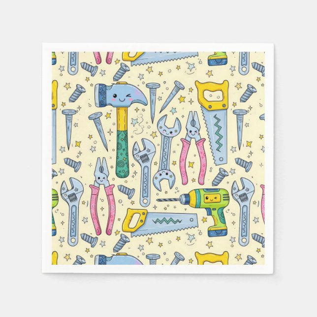 DIY Tool Collection With Doodle Stars Napkins (Front)
