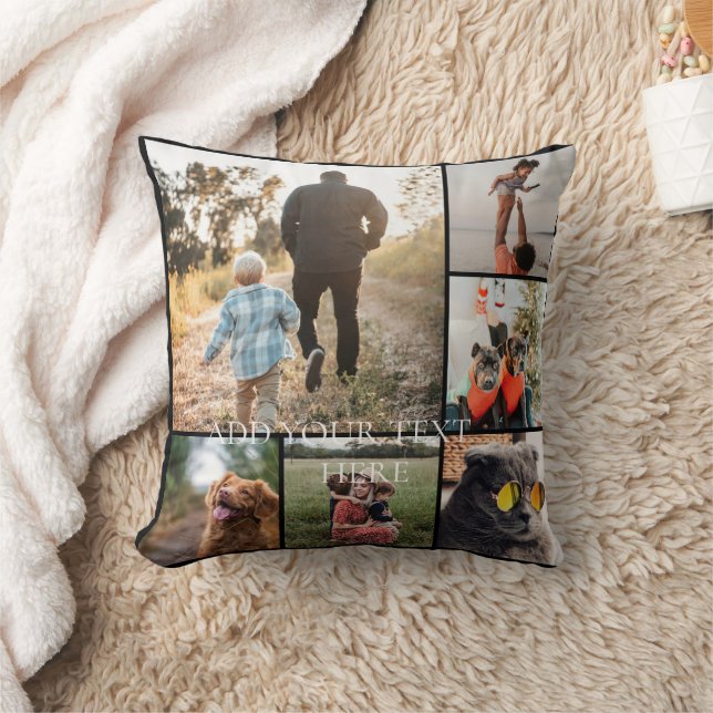 DIY Two-Sided Family Photo Collage Pillow 6 Photos (Blanket)