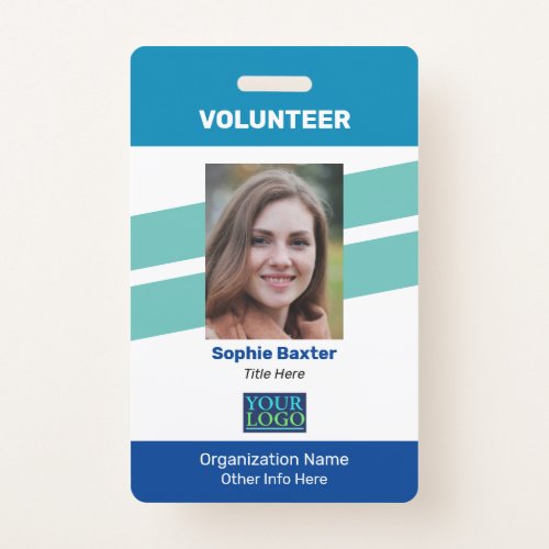DIY Volunteer Photo Name Logo  All Info Badge