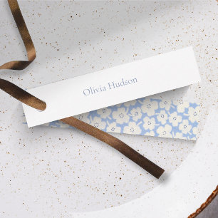 DIY Wedding Floral Dusty Blue & White Place Name Note Card
