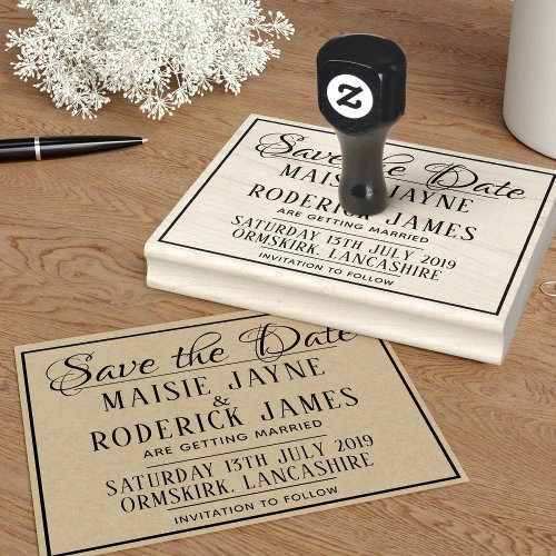 DIY Wedding Framed Save The Date Rubber Stamp