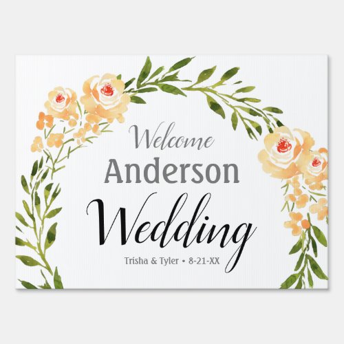 DIY Welcome Names  Date Peach WC Flowers Wedding Sign