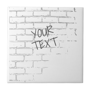 DIY WHITE BRICK WALL WITH GRAFFITI. PERSONAL CERAMIC TILE