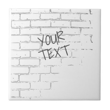 Diy White Brick Wall With Graffiti. Personal Ceramic Tile by myMegaStore at Zazzle
