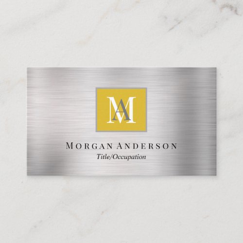 DIY WhiteGrey Monogram Name Gold  Silver Business Card