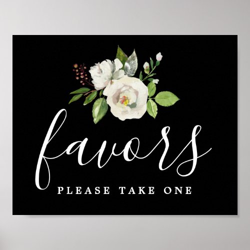 DIY White Rose Floral Wedding Favor Sign