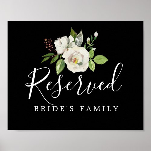 DIY White Rose Floral Wedding Reserved Sign