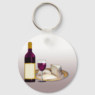 DIY WINE BOTTLE LABEL, WINE GLASS, CHEESE PERSONAL KEYCHAIN