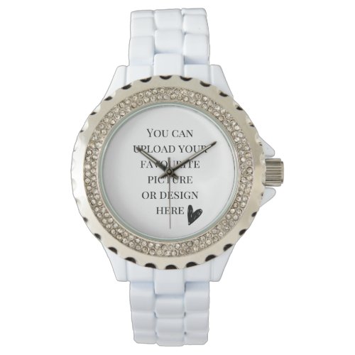 DIY Womens Rhinestone White Enamel  Watch