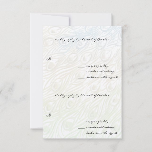 DIY You Cut & Score Peacock Feather Wedding RSVP  Card (Front)