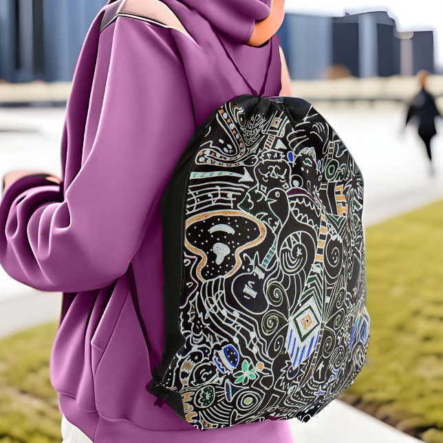 DIY Your Graffiti Doodle Art On A School Book Pack Drawstring Bag (DIY graffiti doodle backpack)