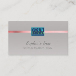 DIY Your Logo Business Name, Pink Silver on Silver Card