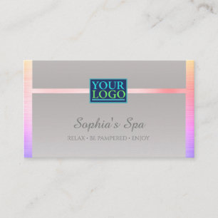 DIY Your Logo, Business Name, Silver & Rainbow Business Card