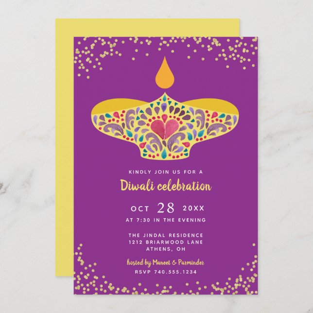 Diya Diwali Celebration Invitation (Front/Back)