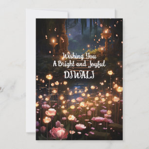 Diya Lotus Floral Magical Garden Diwali Holiday Card