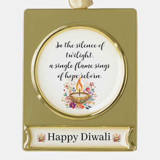Diya of Devotion Gold Plated Banner Ornament (Front)