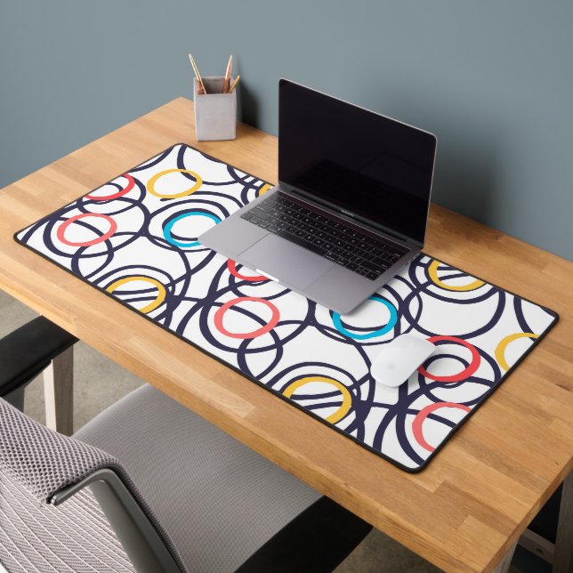 Dizzy Doodle Circles On White  Desk Mat (Office 2)