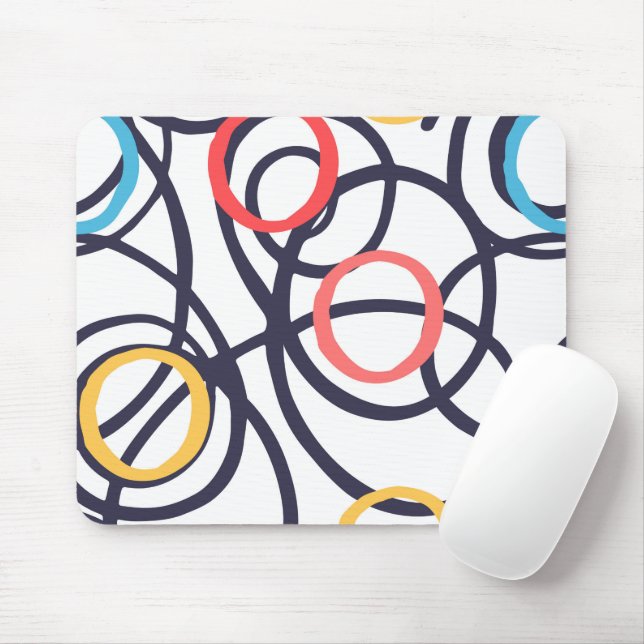 Dizzy Doodle Circles On White  Mouse Pad (With Mouse)