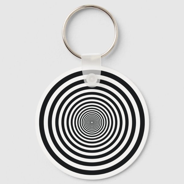 dizzy illusion black and white circle art vo1 keychain (Front)