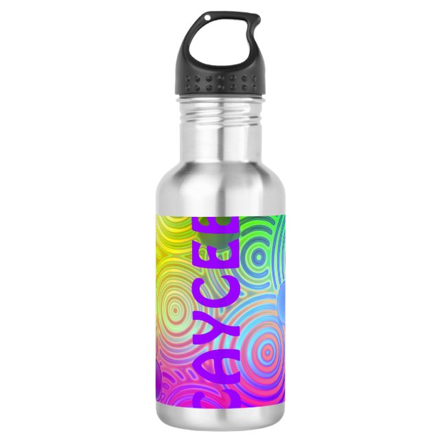 Dizzy Neon Design Stainless Steel Water Bottle (Front)