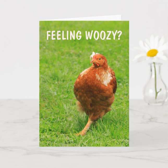 Dizzy Woozy Chicken Get Well Card (Small Plant)