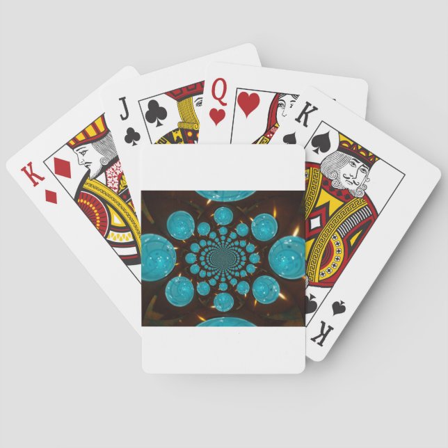 Dizzying Display of Cyan Lights Kaleidoscope  Art Poker Cards (Back)